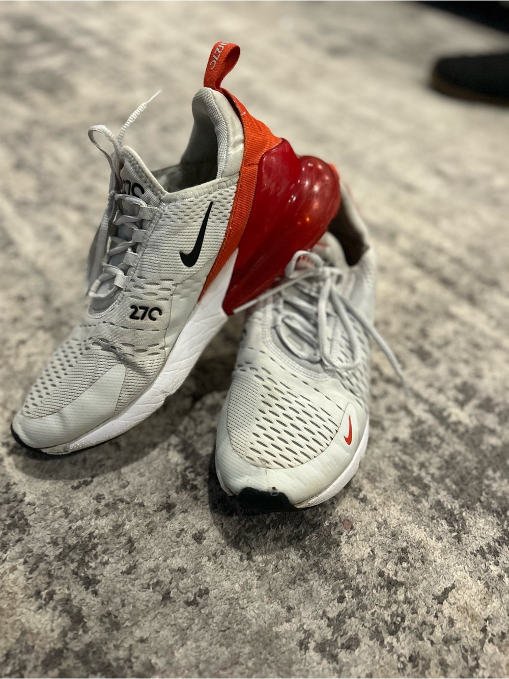 Nike Kids 270 Sneakers in White, Red and Orange